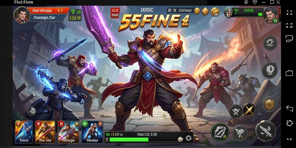 Tampilan gameplay seru dalam 55FIVE saat bertarung.
