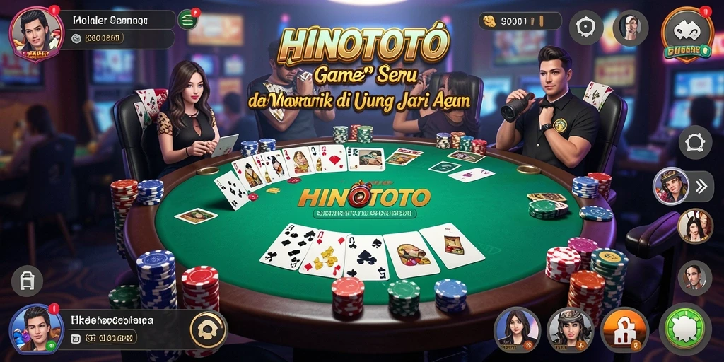 Screenshot gameplay HINOTOTO menampilkan aksi poker yang mendebarkan.