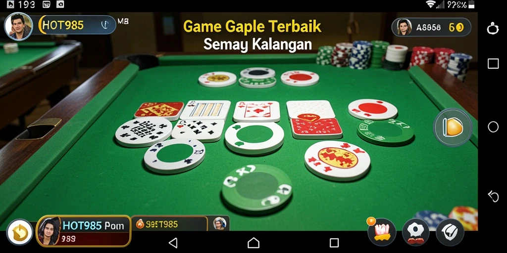 Screenshot HOT985 menampilkan suasana seru saat bermain Gaple.