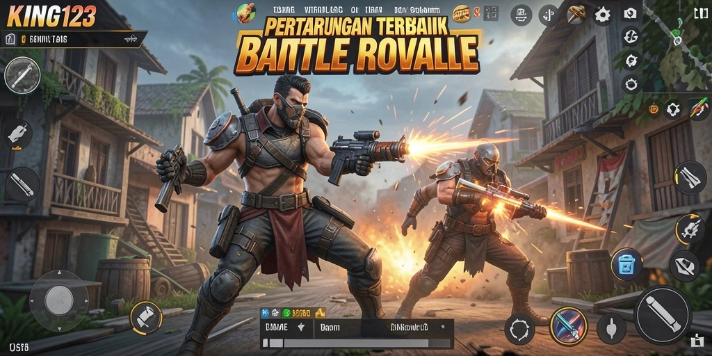 Gameplay intens di arena Battle Royale KING123.