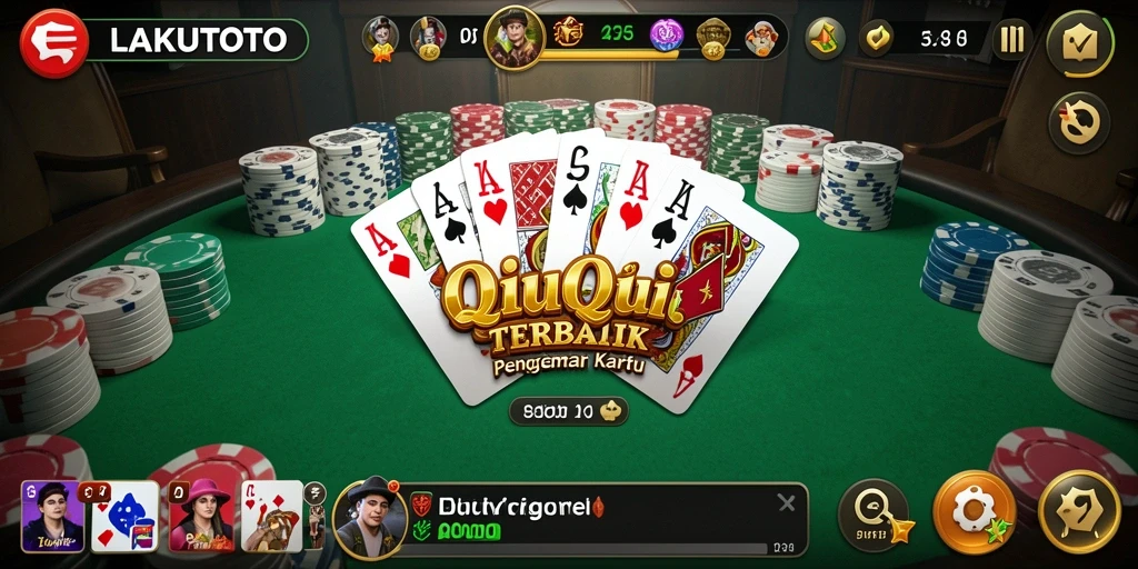 Tampilan gameplay menegangkan dari LAKUTOTO dengan kartu QiuQiu.