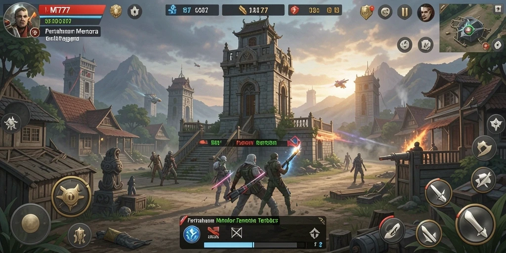 Gameplay menantang dalam MT777 dengan menara pertahanan yang strategis.
