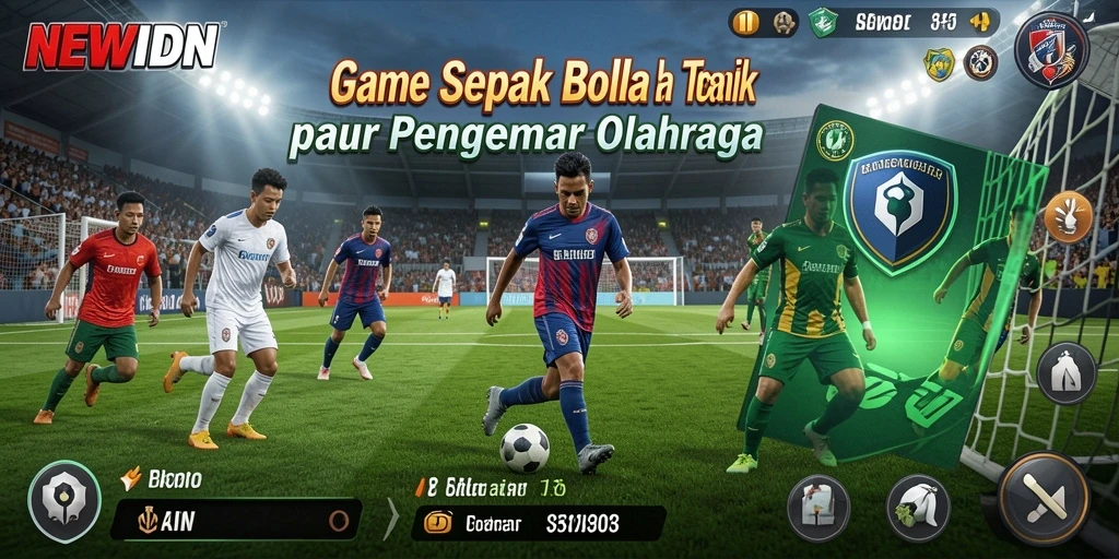 Gameplay seru dari NEWIDN dengan aksi sepak bola yang mendebarkan.