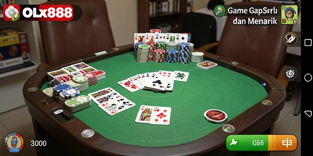 Screenshot gameplay OLX888 saat bermain Gaple online.