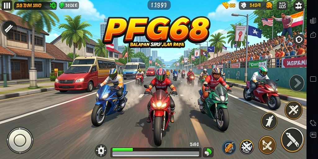 Tampilan balapan seru dengan berbagai mobil dan trek menantang.