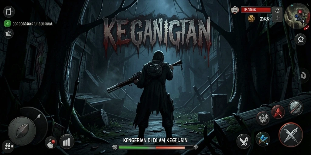 Gameplay menakutkan di ZK9 dengan suasana kegelapan yang mencekam.